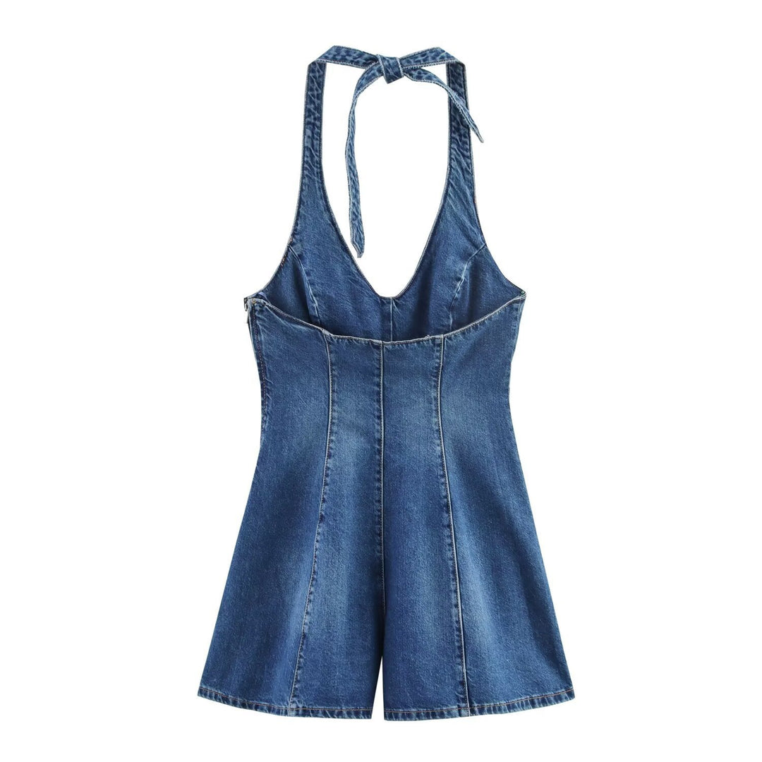 Damen Jumpsuit aus Denim mit Kreuzträgern EB
