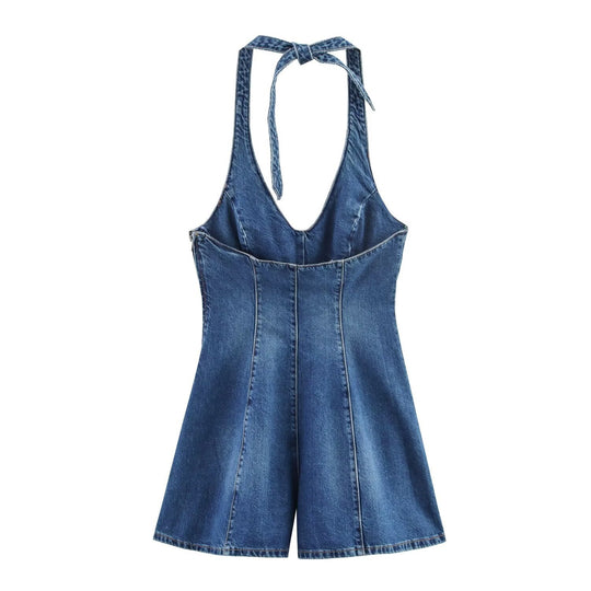 Damen Jumpsuit aus Denim mit Kreuzträgern EB