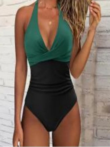Damen Einteiliger Badeanzug mit raffiniertem Wickel-Design EB
