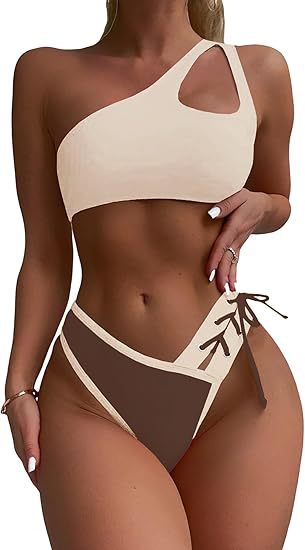 Damen Einseitiger Bikini mit trendigem Schnitt EB