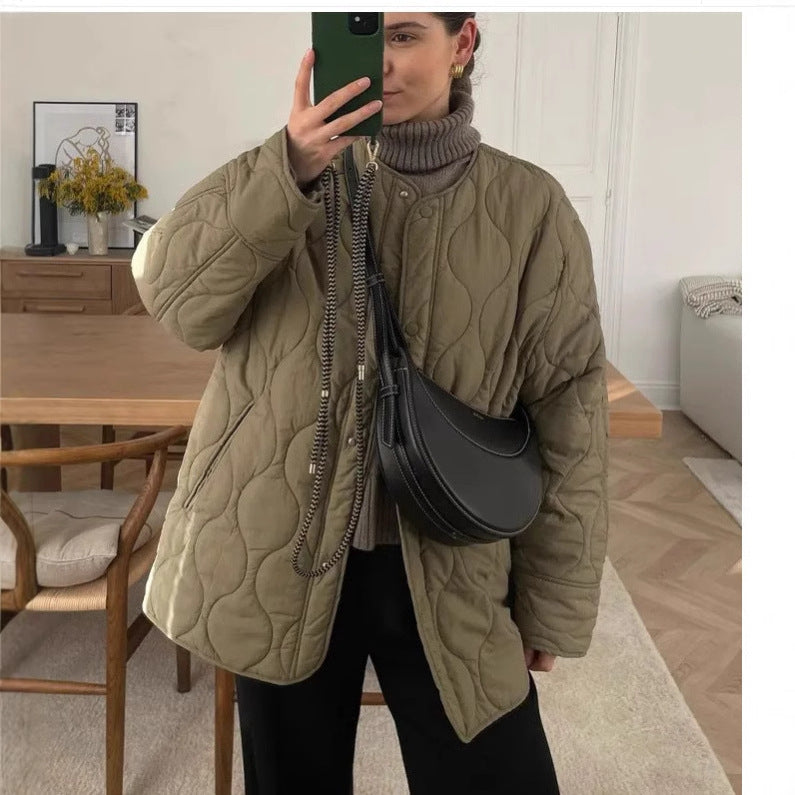 Damen gesteppte Übergangsjacke mit seitlichen Taschen und elegantem Schnitt EB