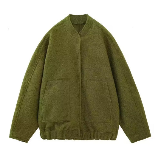 Damen gemütliche und stylische Fleecejacke mit großen aufgesetzten Taschen EB