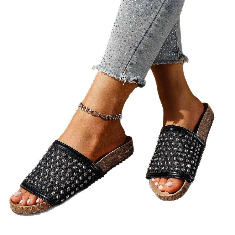 Damen modische Sandalen mit glitzernden Applikationen EB