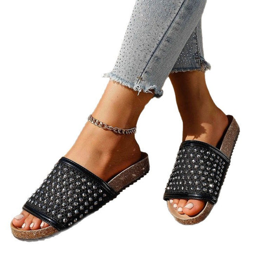 Damen modische Sandalen mit glitzernden Applikationen EB
