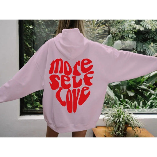 Damen oversized Kapuzenpullover mit kreativem Herzmotiv EB