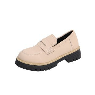 Damen Mokassin-Slipper mit rutschfester Profilsohle und modischer Lederoberfläche EB