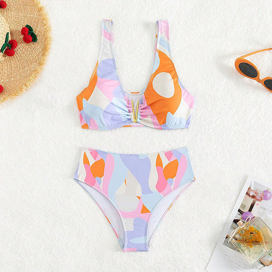 Damen Hochtailliertes Bikini-Set mit raffinierten Rüschendetails EB
