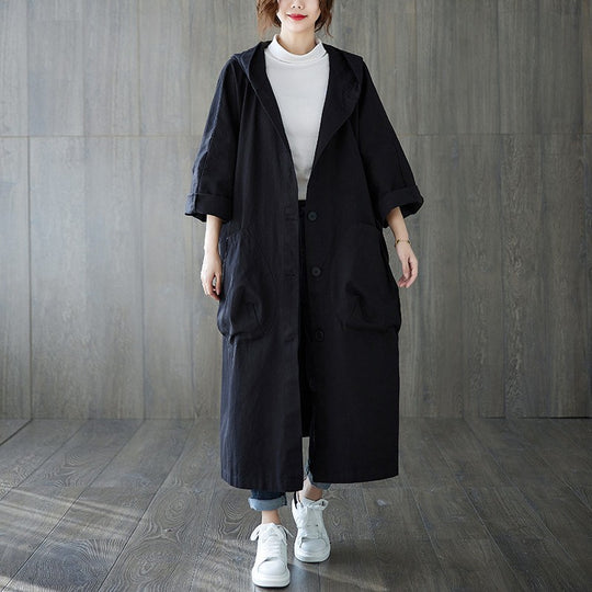 Damen Oversized Kapuzenmantel mit praktischen Taschen EB