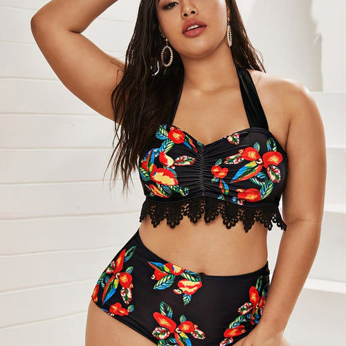 Damen Zweiteiliges Badeanzug-Set mit floralem Design EB
