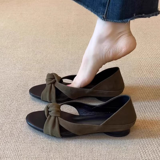 Damen Slingback-Ballerinas mit zierlichem Knotendetail und komfortabler Absatzhöhe EB