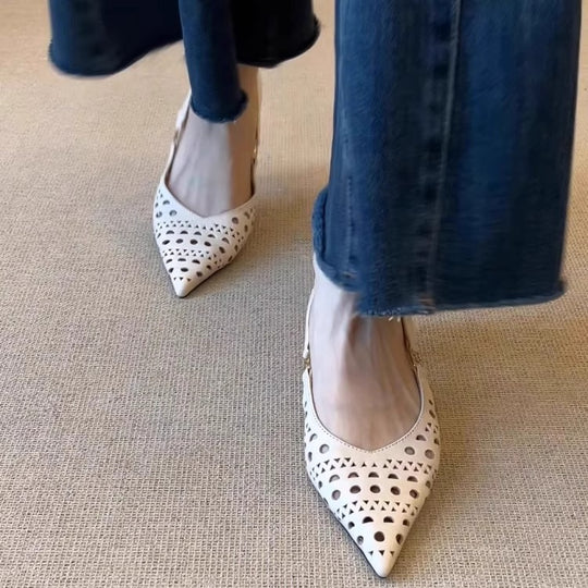 Damen elegante Spangenpumps mit ausgeschnittenem Designelement und komfortabler Sohle EB