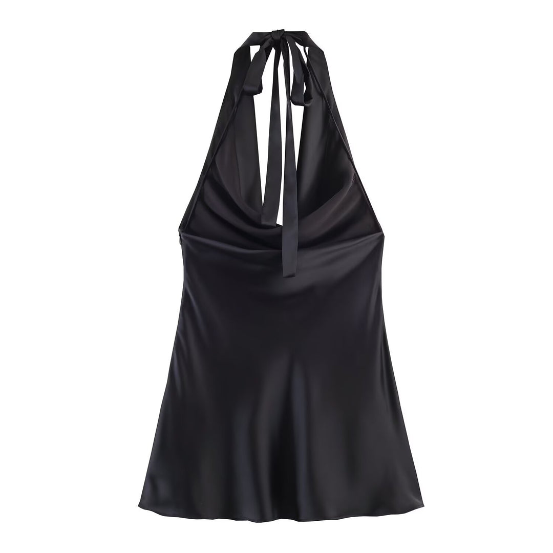 Damen Chic Haltertop aus hochwertigem Satin EB
