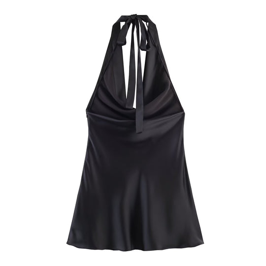 Damen Chic Haltertop aus hochwertigem Satin EB