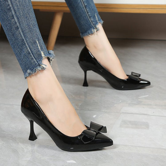 Damen elegante Pumps mit Schleifenakzent EB