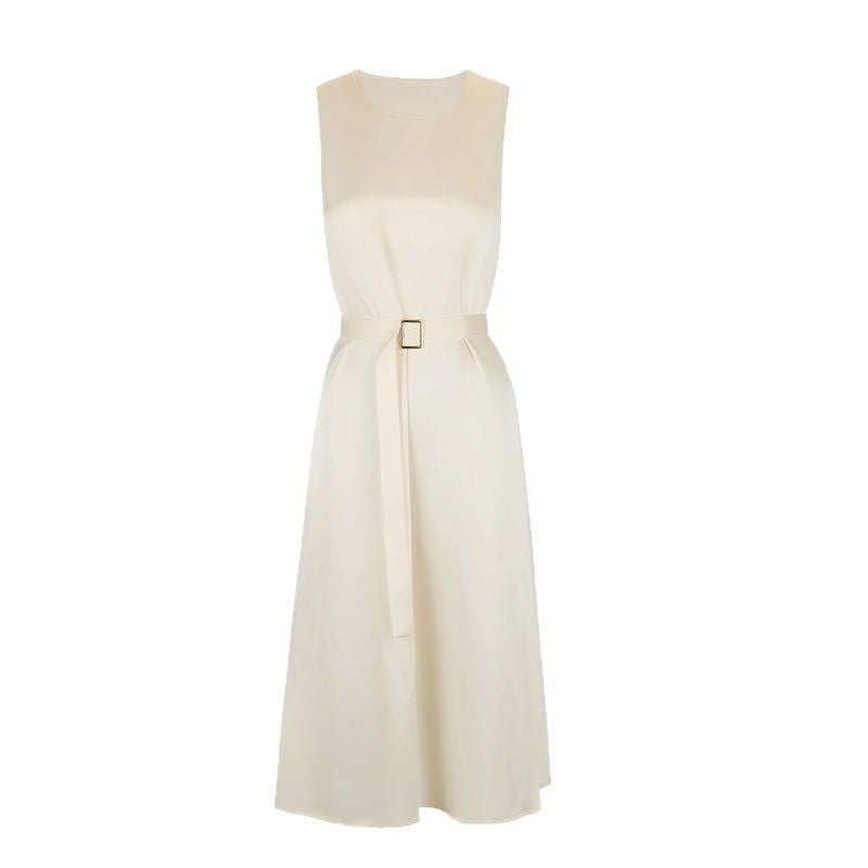 Damen Elegantes Midikleid mit Taillengürtel und fließendem Schnitt EB
