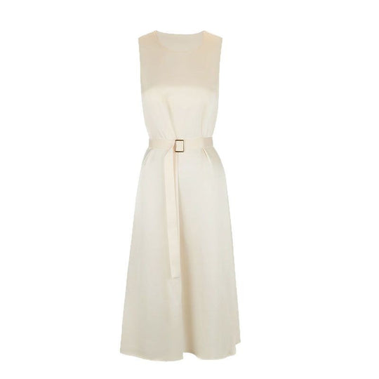 Damen Elegantes Midikleid mit Taillengürtel und fließendem Schnitt EB