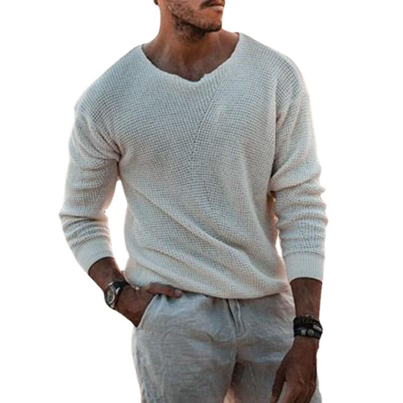 Herren Pullover mit V-Ausschnitt und strukturiertem Design EB