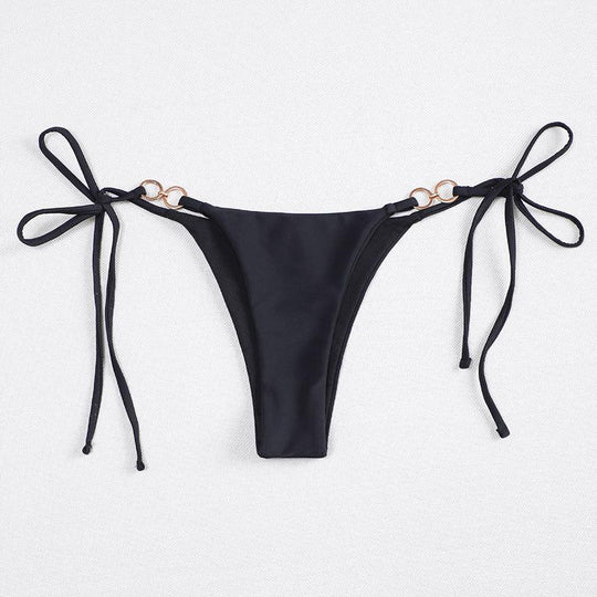 Damen Bikini-Höschen mit verstellbaren Bindebändern und dekorativen Ringakzenten EB
