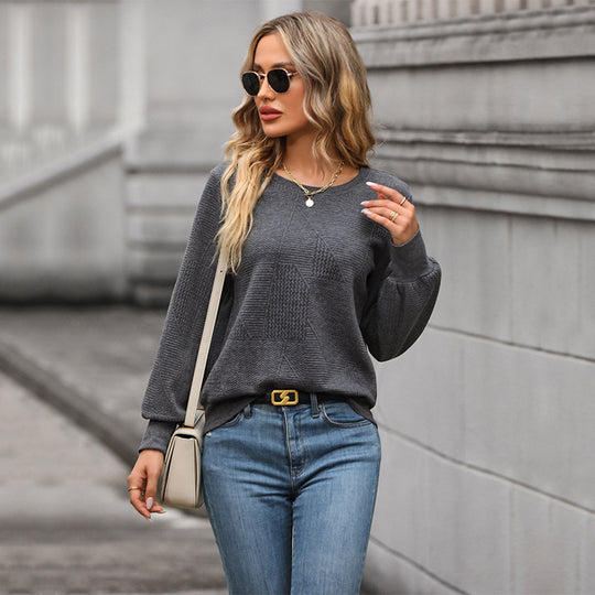 Damen modischer Sweatpullover mit strukturiertem Design und lässigem Schnitt EB