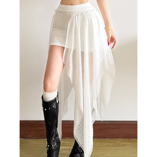 Damen Maxi-Skirt mit fließendem Chiffon und asymmetrischem Schnitt EB