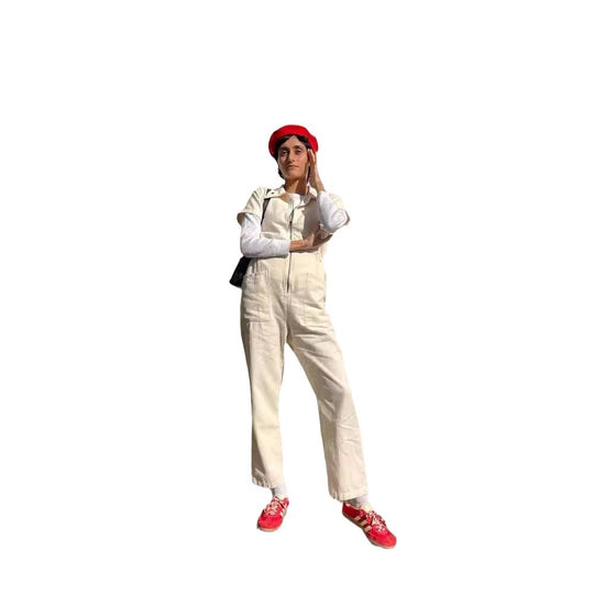 Damen legerer Jumpsuit mit praktischen Taschen und Reißverschluss EB