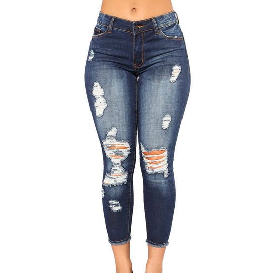 Damen Jeans im lässigen Used-Look mit trendigen Rissen EB