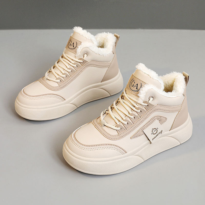 Damen modische High-Top Sneakers mit kuscheligem Innenfutter und rutschfester Sohle EB