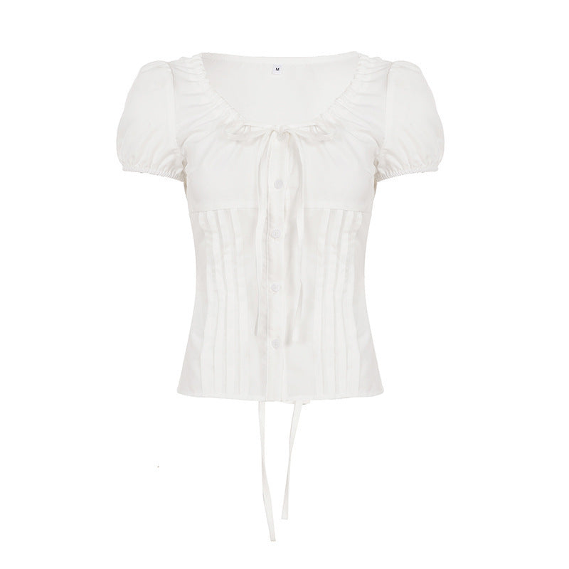 Damen Elegantes Blusenoberteil mit Rüschendetails und taillierter Silhouette EB