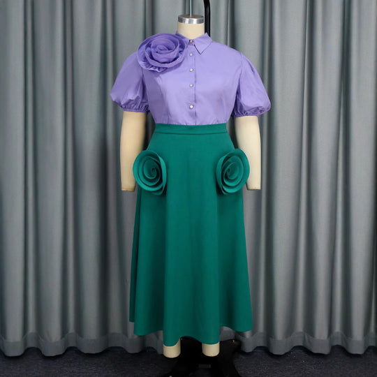 Damen Elegantes Kleid mit voluminösen Rüschendetails EB