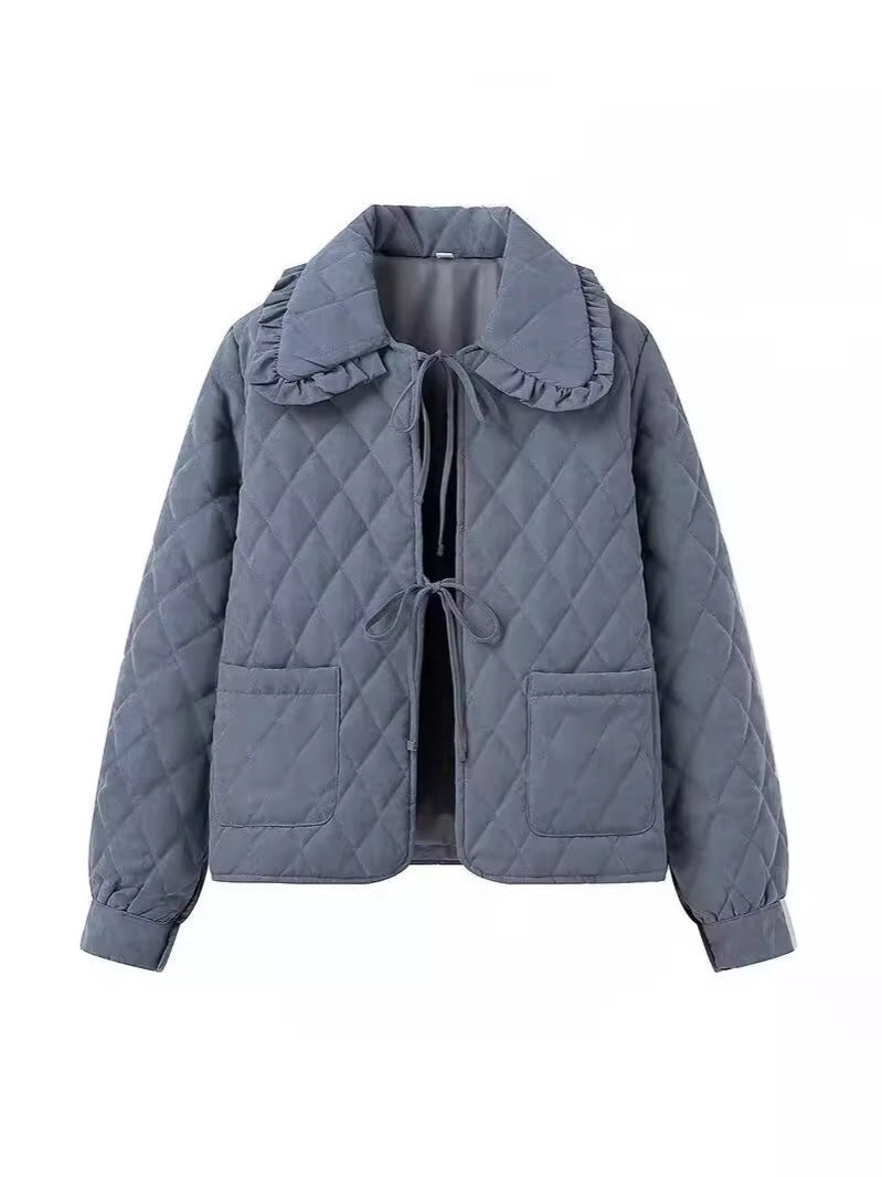 Damen Steppjacke mit großem Kragen und praktischen Taschen EB