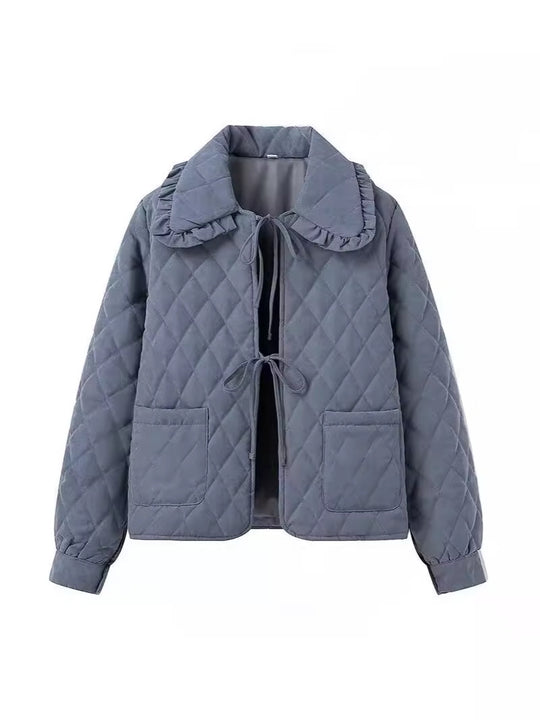 Damen Steppjacke mit großem Kragen und praktischen Taschen EB