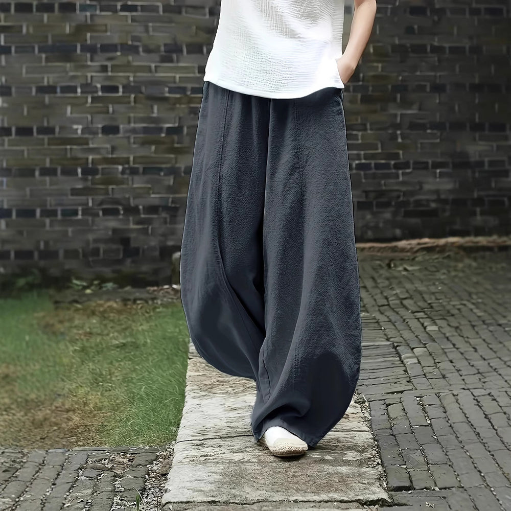 Damen Elegante Palazzo-Hose mit bequemer Passform und lockerem Schnitt EB