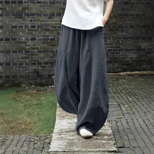 Damen Elegante Palazzo-Hose mit bequemer Passform und lockerem Schnitt EB
