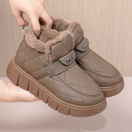 Damen Weiche und gefütterte Winterstiefel mit praktischer Klettverschlussfunktion EB