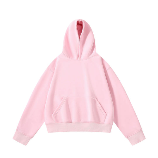 Unisex schwerer Oversize-Kapuzenpullover mit doppellagiger Kapuze Kängurutasche und breitem Rippbund EB