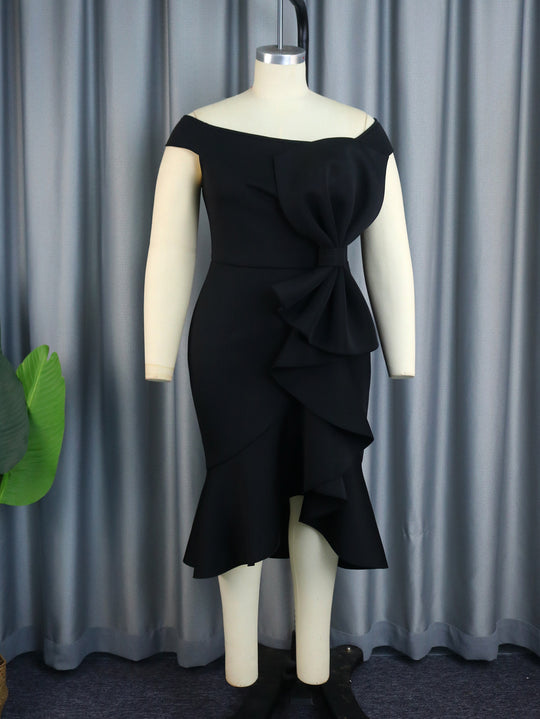 Damen Elegantes schulterfreies Kleid mit Rüschendetails EB
