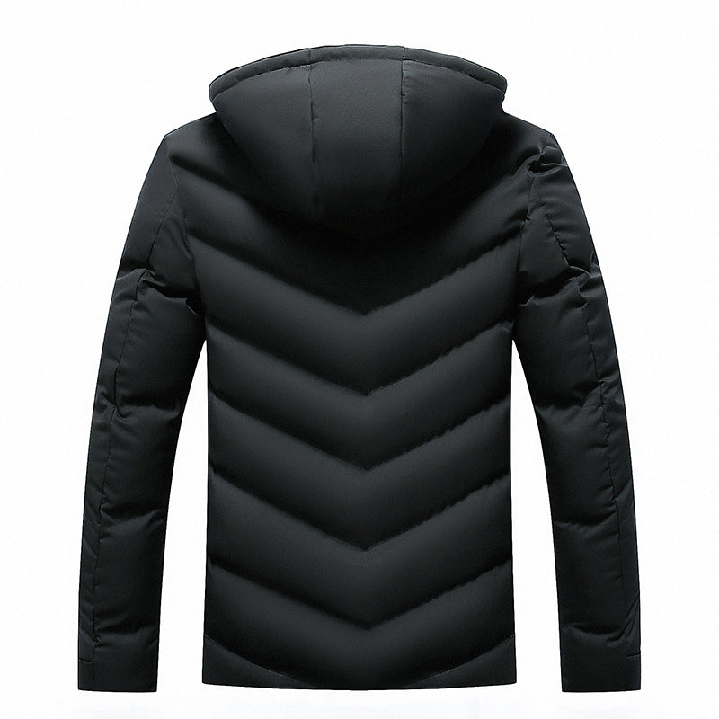 Herren gefütterte Winterjacke mit abnehmbarer Kapuze und hohem Kragen EB