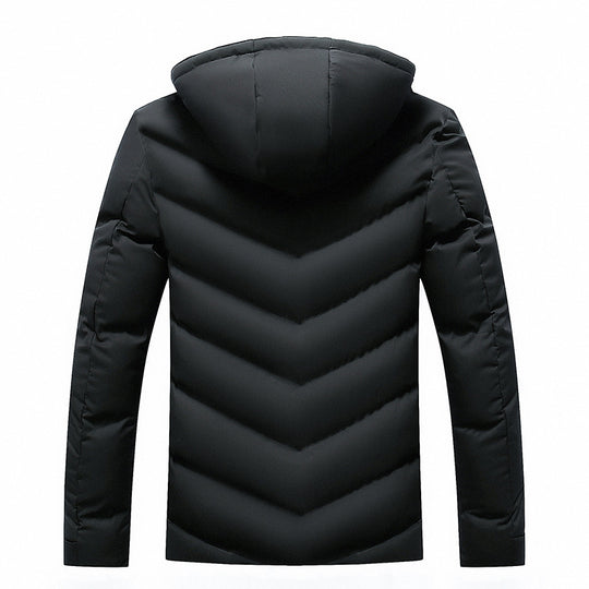 Herren gefütterte Winterjacke mit abnehmbarer Kapuze und hohem Kragen EB