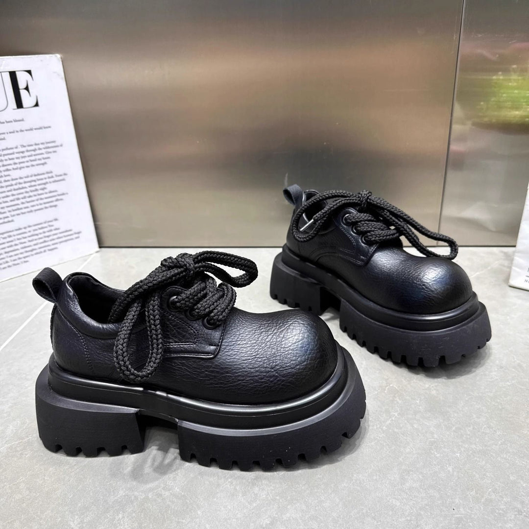 Damen modische Schnürboots mit robustem Plateau und rutschfester Sohle EB
