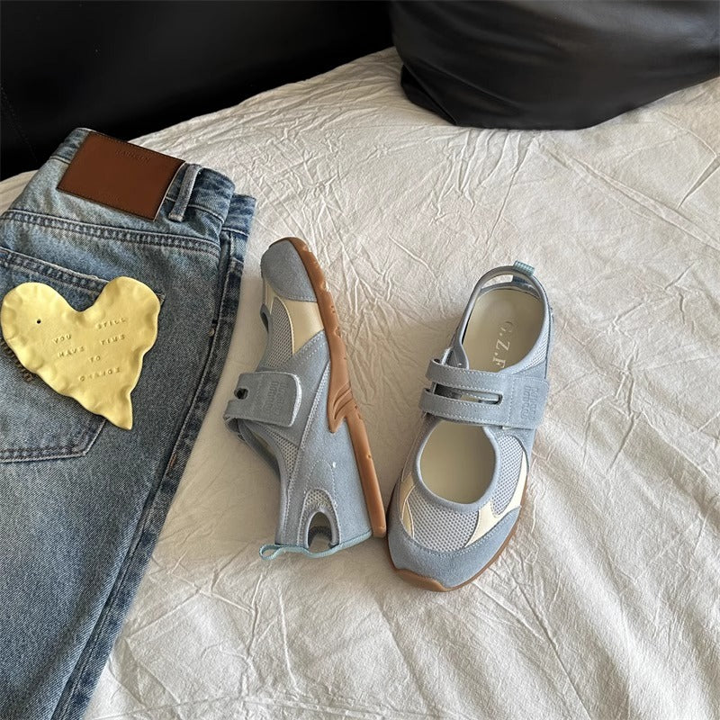 Damen Bequeme Freizeit-Sneaker mit atmungsaktivem Obermaterial und verstellbarem Klettverschluss EB