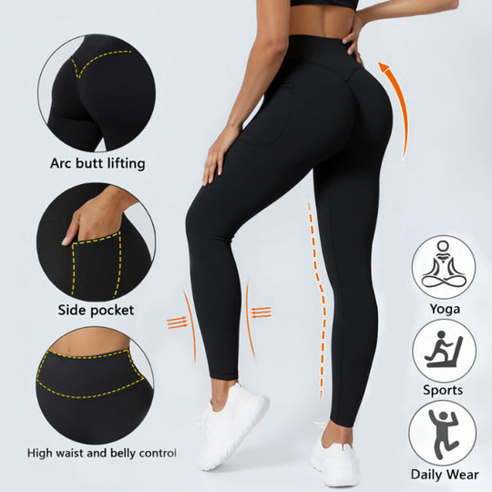 Damen Sportliche Leggings mit elastischem Rippmaterial und ausgestellten Säumen EB