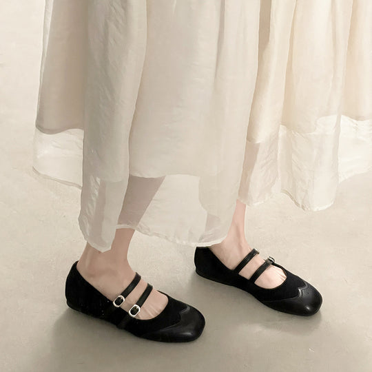 Damen Ballerinas mit doppeltem Riemen und elegantem Design EB