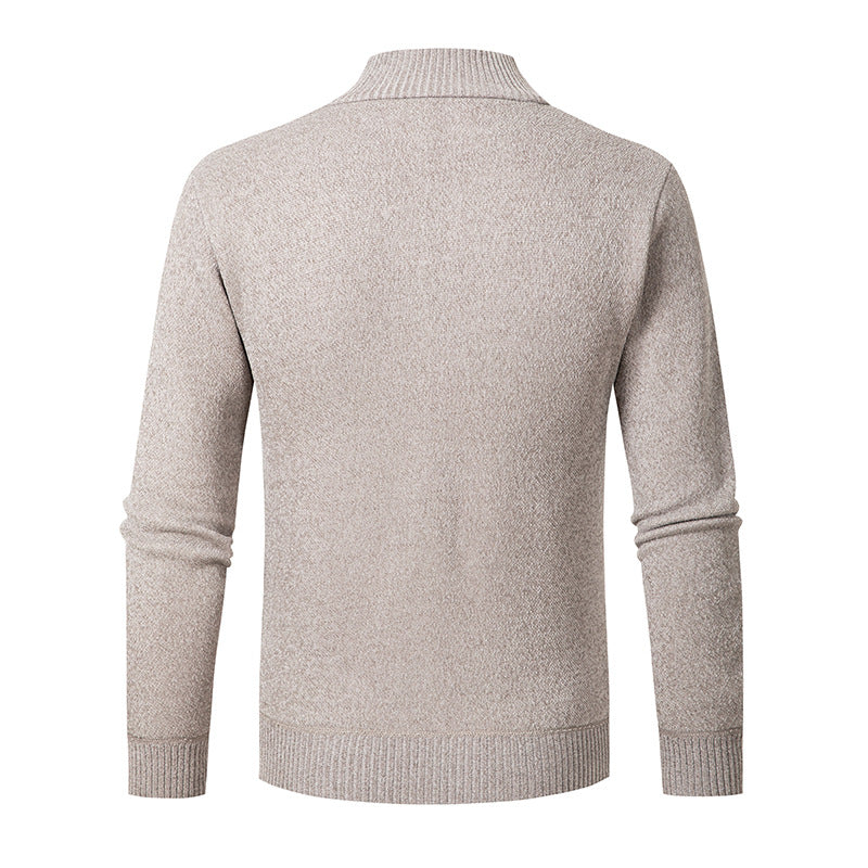 Herren stylischer Strickpullover mit Stehkragen und Reißverschluss EB