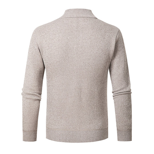 Herren stylischer Strickpullover mit Stehkragen und Reißverschluss EB