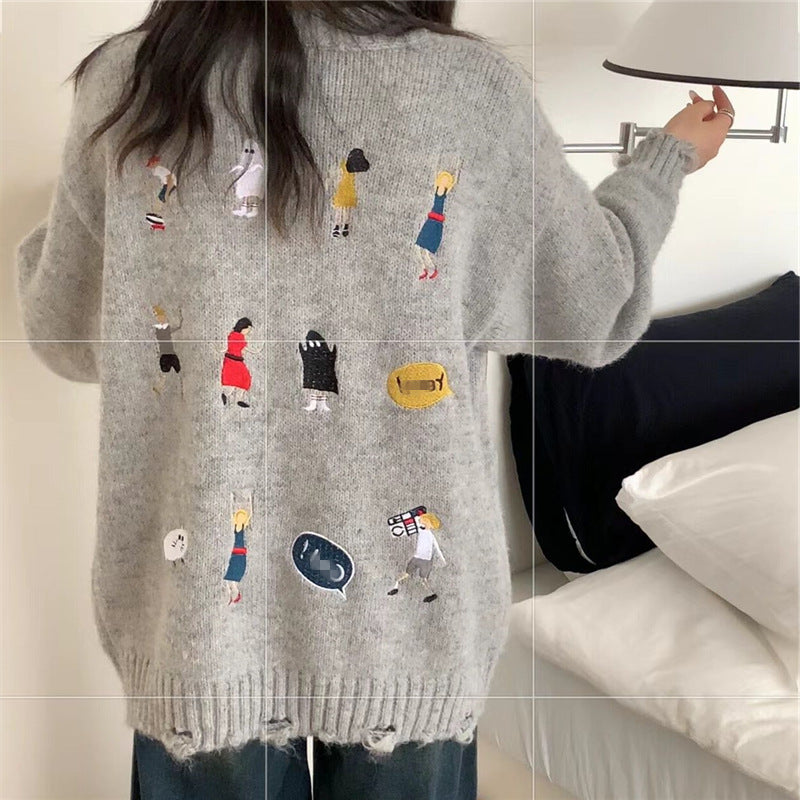 Damen Grober Strickcardigan mit praktischen Taschen und Knopfdetails EB