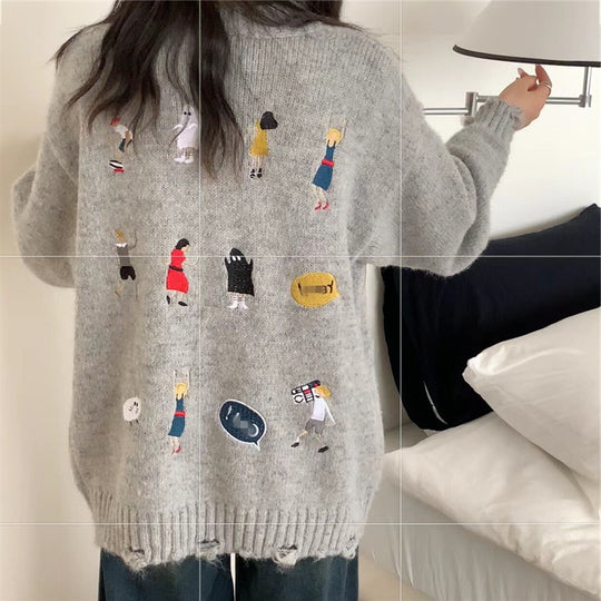 Damen Grober Strickcardigan mit praktischen Taschen und Knopfdetails EB