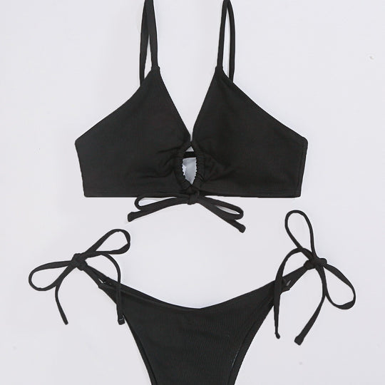 Damen Triangel-Bikini mit verstellbaren Trägern und raffiniertem Knoten EB