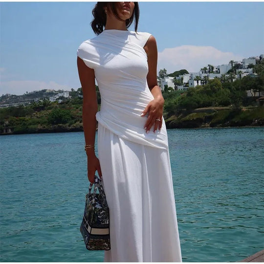Damen Maxikleid mit innovativem Wickeldesign und eleganter Drapierung EB