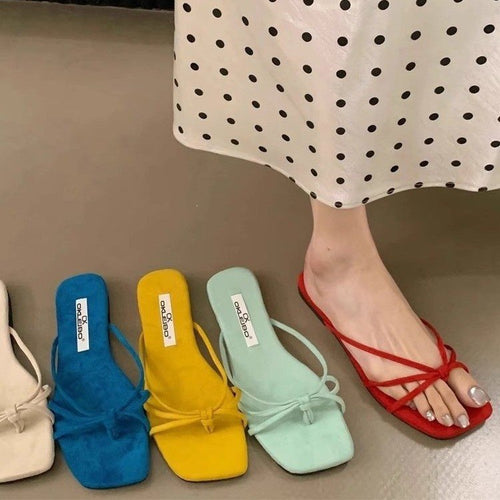 Damen Elegante und modische Slipper mit zarten Riemchen EB