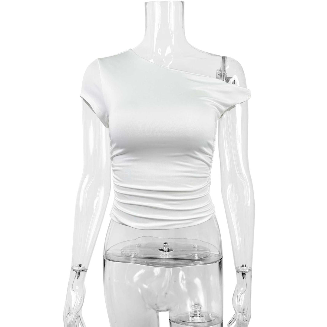 Damen Off-Shoulder Shirt mit Raffung und tailliertem Schnitt EB